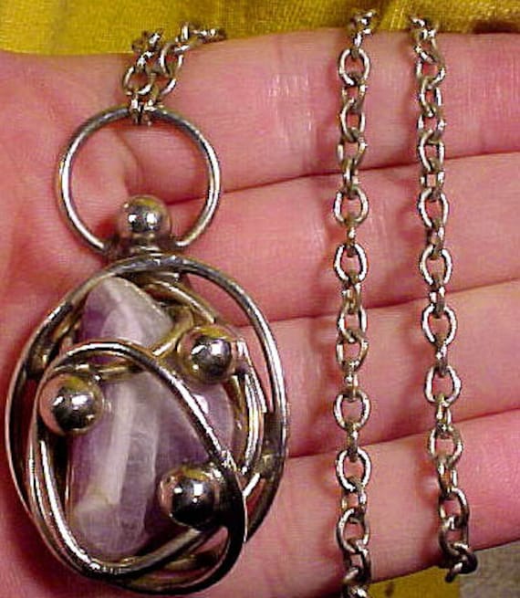 Modernist Studio AMETHYST & CHAIN NECKLACE 1960s 1