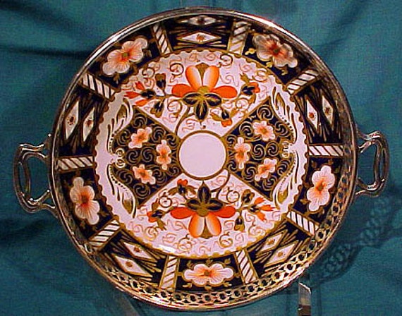 Royal Crown Derby 2451 Imari Sterling Silver Biscuit Serving