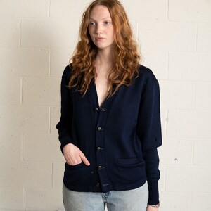 vintage 50s superknit navy wool cardigan image 2