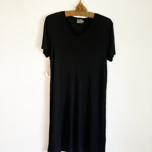 vintage 90s calvin klein minimal black v neck dress with tags