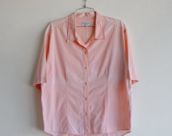 80s baby pink patagonia short sleeve button up shirt