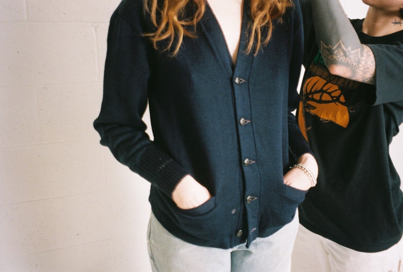 vintage 50s superknit navy wool cardigan image 4