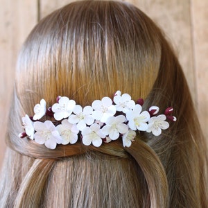 Apricot flowers. Hair comb polymer clay flowers. flower hair bride. afbeelding 1