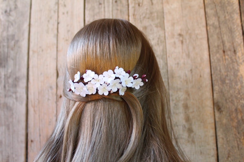 Apricot flowers. Hair comb polymer clay flowers. flower hair bride. afbeelding 5