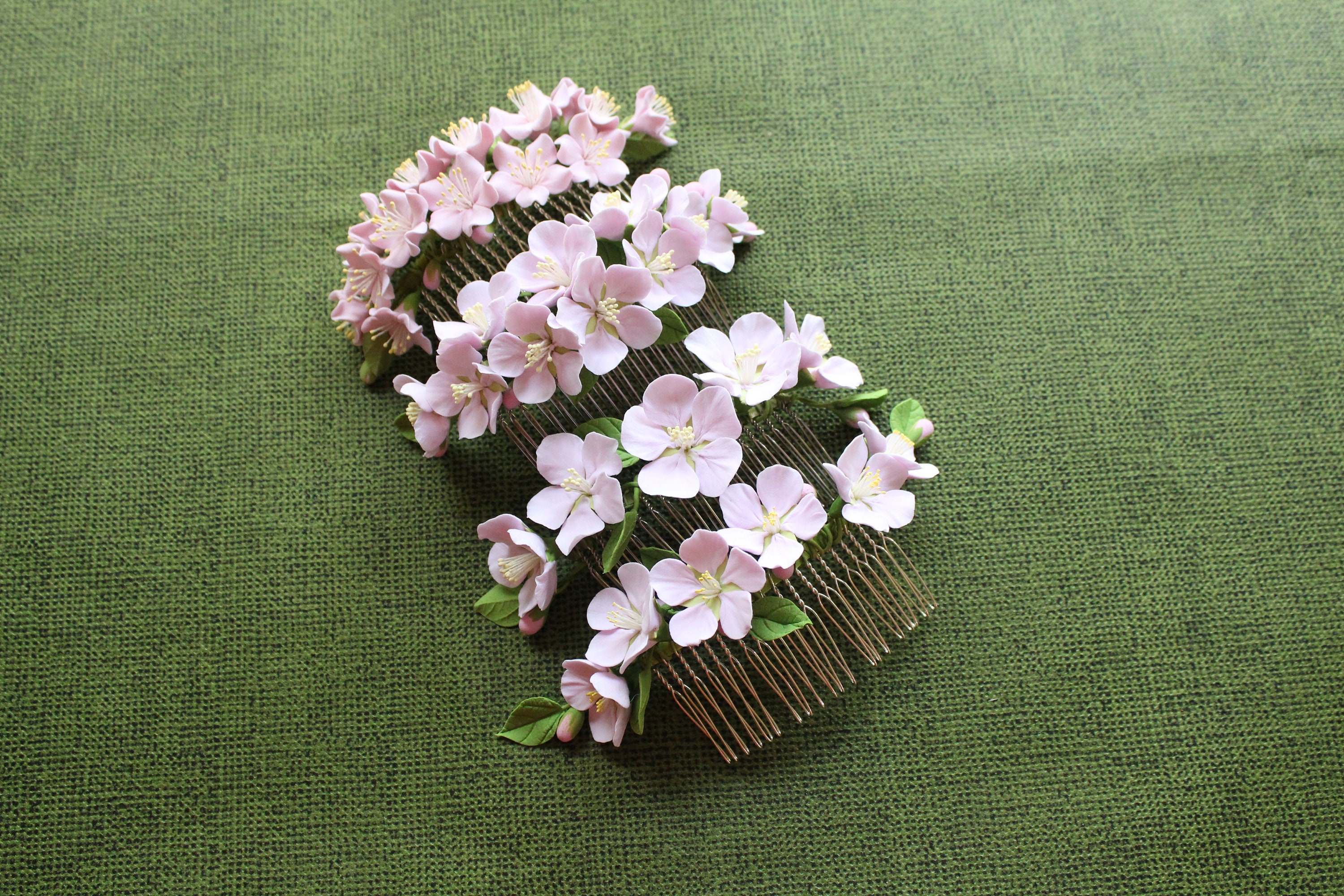 Roseate cherry blossom Hair comb polymer clay flowers flower Etsy