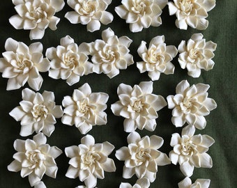 Rich dark Ivory gardenia   Hair clip  clay flower for wedding.
