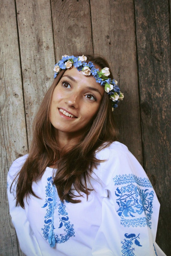 Flowers crown Hair wreath Polymer clay flowers Wedding Etsy