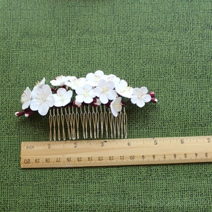 Apricot flowers. Hair comb polymer clay flowers. flower hair bride. B silvery  comb