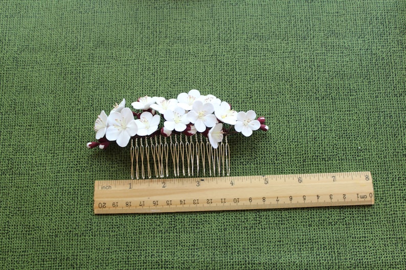 Apricot flowers. Hair comb polymer clay flowers. flower hair bride. B silvery  comb