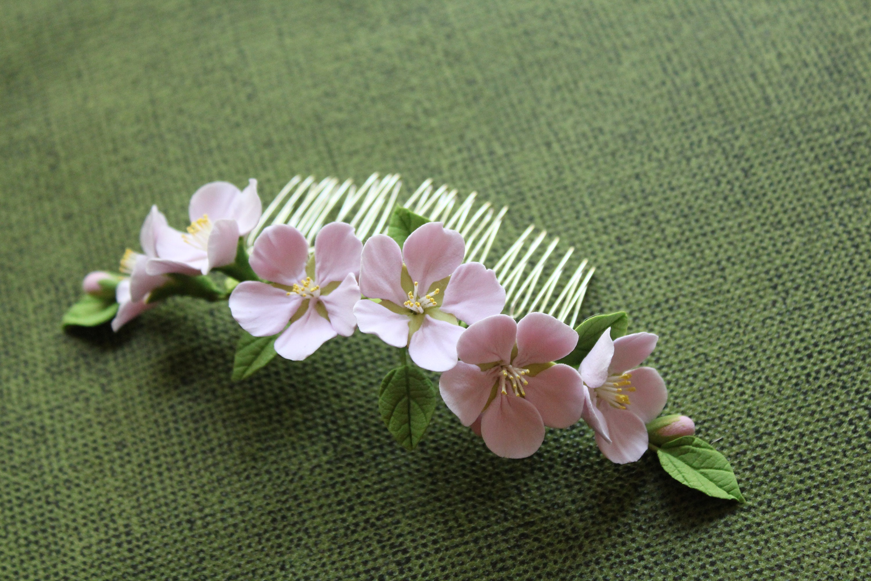 Roseate cherry blossom Hair comb polymer clay flowers flower Etsy