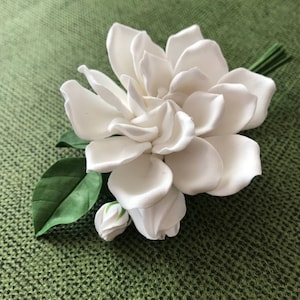 Handmade White Gardenia Boutonniere: Polymer Clay Wedding Buttonhole