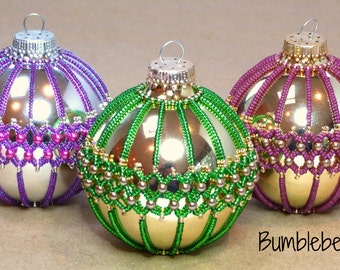TUTORIAL: Criss Cross Pomander Christmas Bauble Tutorial - A Seed Beadweaving Pattern Tutorial