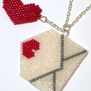 TUTORIAL: Message From the Heart Beadweaving Heart Envelope Pendant or Charm Tutorial Seed Bead Pattern image 2