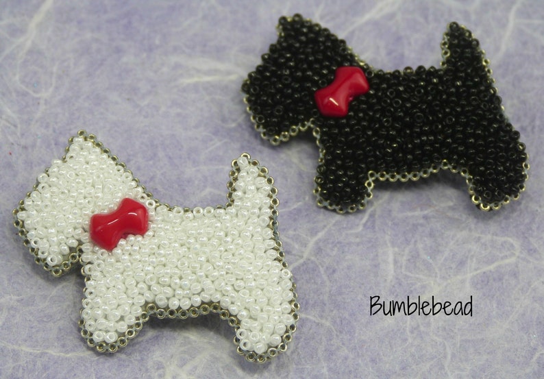 Little Scotty Dog Brooch Tutorial A Bead Embroidery Tutorial image 1