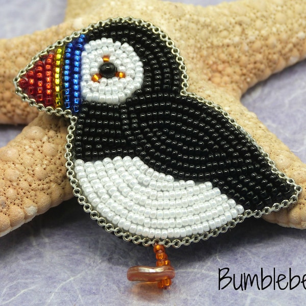 Little Puffin Brooch  - A Bead Embroidery Tutorial
