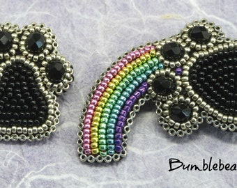 Paw Print and Rainbow Bridge Brooch Tutorial - A Bead Embroidery Pattern