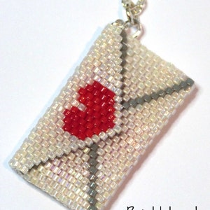 TUTORIAL: Message From the Heart Beadweaving Heart Envelope Pendant or Charm Tutorial Seed Bead Pattern image 4