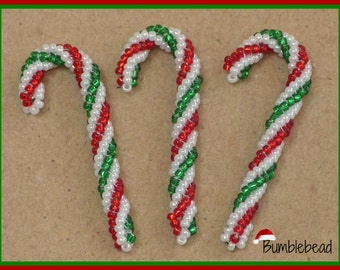 Candy Cane  Tutorial - A Beadweaving Pattern for the Christmas Tree