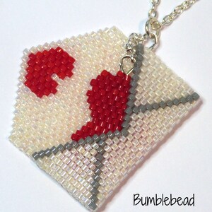 TUTORIAL: Message From the Heart Beadweaving Heart Envelope Pendant or Charm Tutorial Seed Bead Pattern image 3