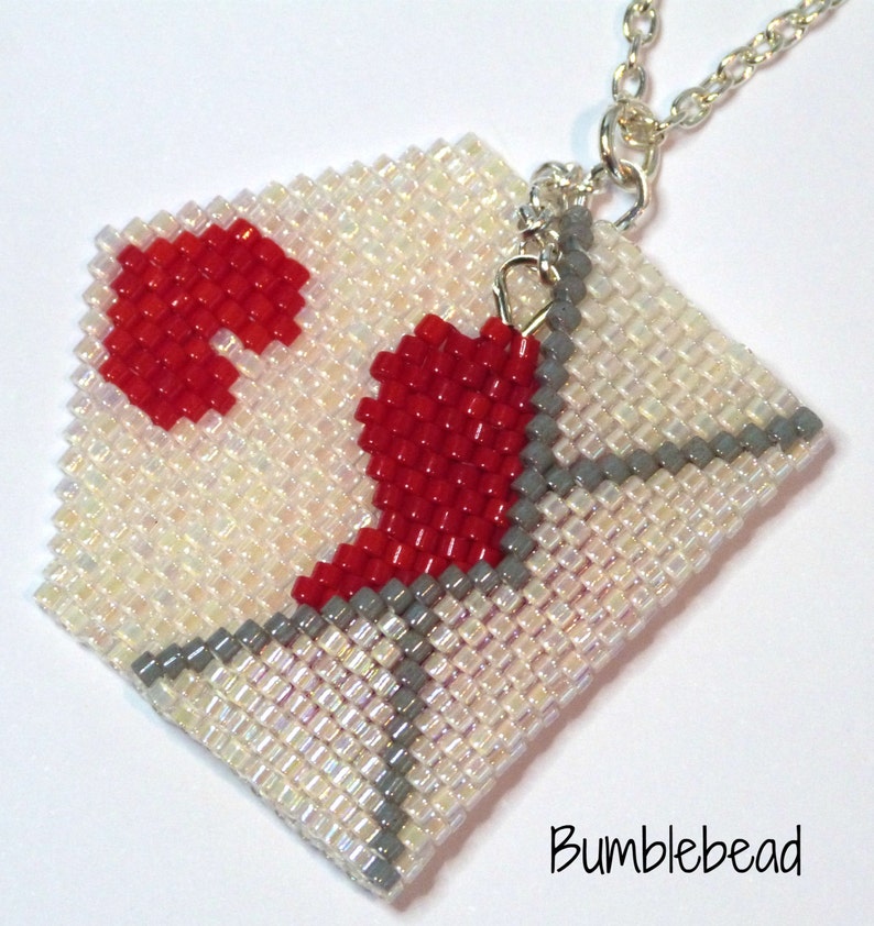 TUTORIAL: Message From the Heart Beadweaving Heart Envelope Pendant or Charm Tutorial Seed Bead Pattern image 3