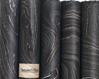 Black with Silver and Gold—5 sheets text weight handmade fair trade marble paper