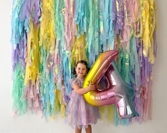 Pastel Unicorn Fringe Backdrop Party Decor - 5th Birthday Decor for Pastel Birthday Party - Pink Party Decor for Pastel Rainbow PartyFringe