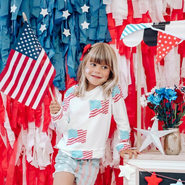 Patriotic Backdrop | 4th of July Party USA Fringe Garland Red White and Blue Party Decor America Party Welcome Home Backdrop MilitaryFringe