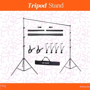 Adjustable Backdrop Stand: Photo Booth, Party Decor (Up to 8'x8'), Streamer Wall, Custom Party Backdrop, Party Decor