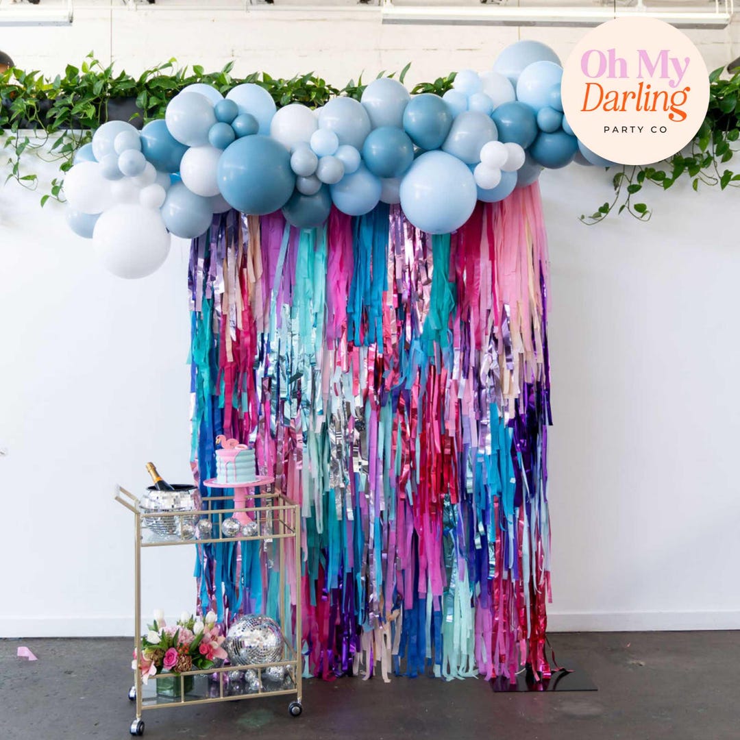 Mermaid Scale Blue Pink Round Backdrop For Party main image 0