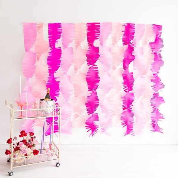 Pretty in Pink Affordable Fringe Backdrop | Pink Birthday | Pink Bachelorette | Valentine's Party decor | Galentines Decor | Sweet 16 |
