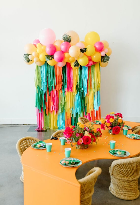 Tropical Party Decor, Love Island Theme Pink Luau Fringe Garland, Hawaiian Party  Decorations, Outdoor Fringe Arch, Backdrop for Photos 