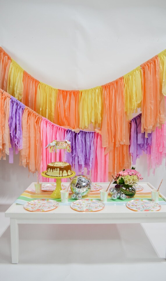 How to Make Ceiling Streamers  DIY Fringe Backdrop for Parties