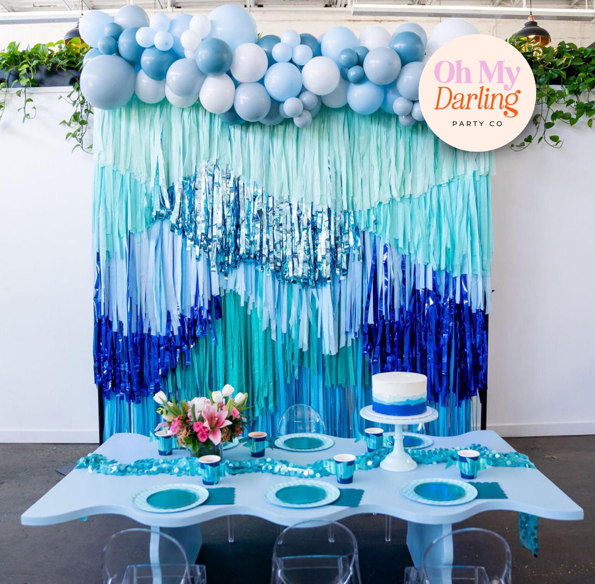 Under the Sea backdrop - Ocean Party Fringe Backdrop, Blue Theme Custom Event Decor , Ocean Birthday Party Supplies, Surfing Party