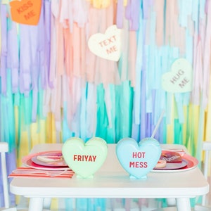 Candy Heart Fringe Backdrop | Candy conversation hearts Pastel Party Decorations for Valentines Day - Pastel Galentines Day Party Supplies