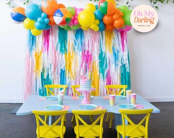 Fringe Backdrop – Beach Ball Birthday Decorations & Summer Pool Party Streamers for Event Decor and Celebrations, Fringe Wall , Party Decor