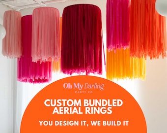 Custom Aerial Fringe Rings: Party Ceiling Decor, Fringe Garland, Party Decor
