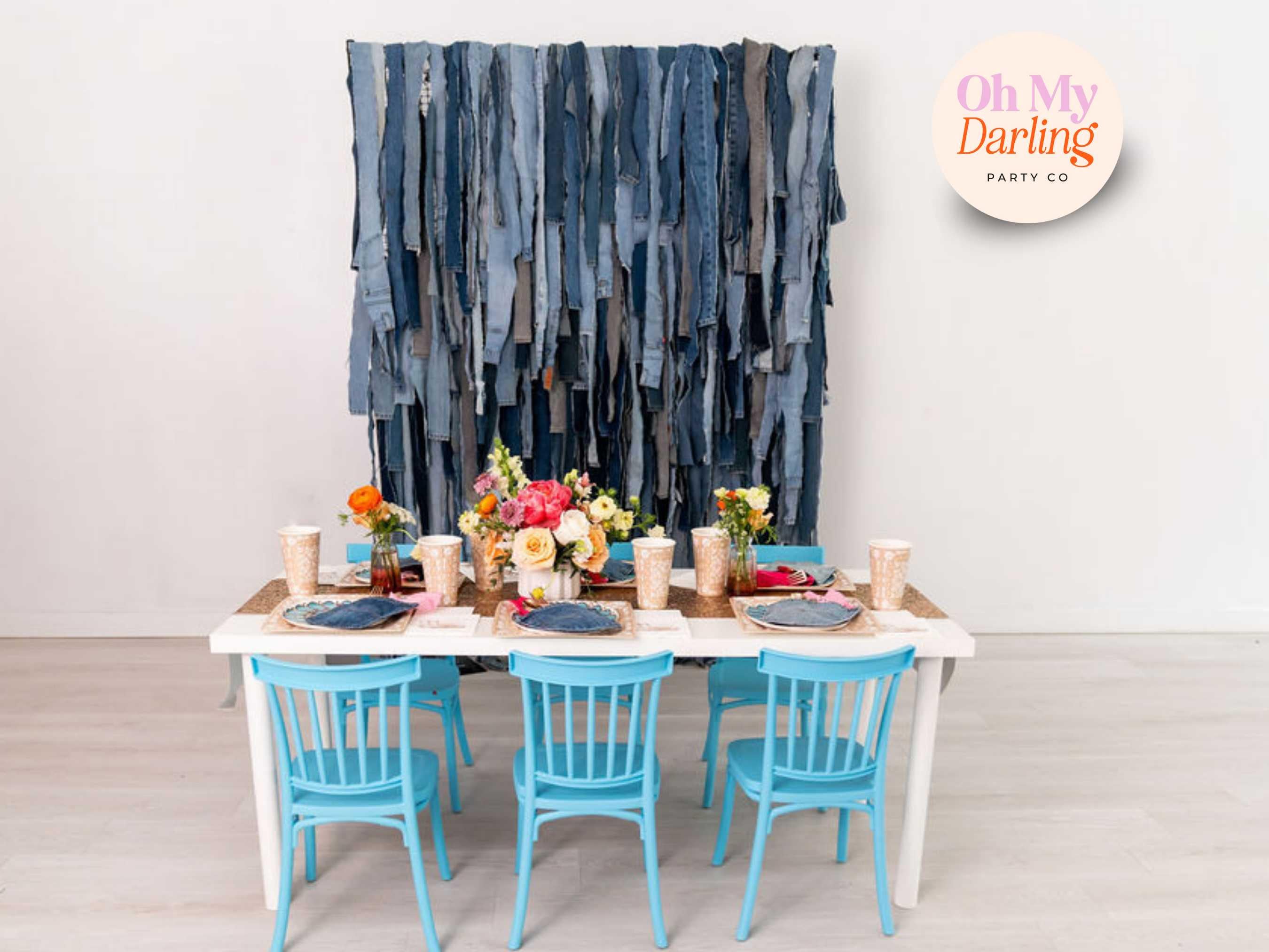Denim on Denim Fringe Backdrop for Western-Themed Parties, Denim-Inspired Celebrations & Custom Event Decor, Streamers for Party