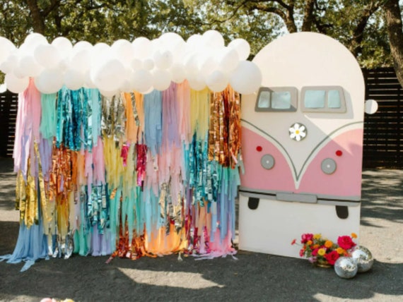 6 Feet Pastel Rainbow Backdrop Plastic Streamers/baby Shower Backdrop  Fringes Light Color Rainbow Party Decor 