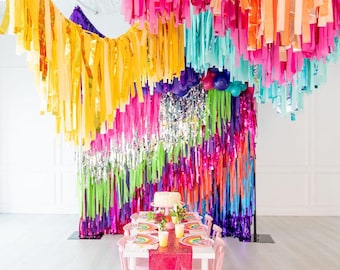 Disco Ceiling Fringe: Custom Party Streamer Backdrop, Tassel Decor, Party Decor, Party Decor