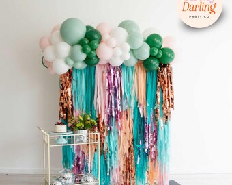 Handmade Plastic Fringe Backdrop: Pastel Party Photo Booth Decor, Party Decor