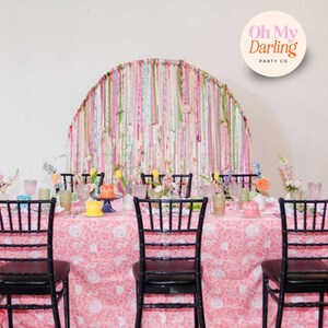 Silk Ribbon Fringe Backdrop: Semi Circle Wedding Decor, Streamers for Party, Party Decor
