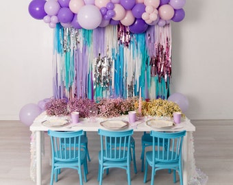 Frozen Fringe Backdrop Garland Kit | Frozen Balloon Arch Frozen Birthday Party | Frozen Party Decor | Winter Onederland Party, Fringe Party