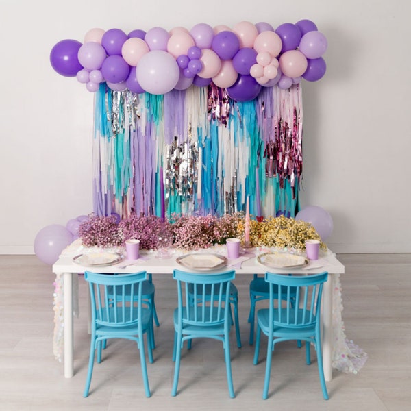 Frozen Fringe Backdrop Garland Kit | Frozen Balloon Arch Frozen Birthday Party | Frozen Party Decor | Winter Onederland Party, Fringe Party