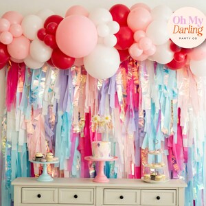 Kids Princess Birthday Party Decor in Pastel Colors for Magical Celebrations, Themed Parties & Custom Event Backdrops, Fringe Banner