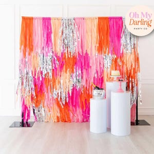 Pink and Orange Bachelorette Party, Birthday Decor for “Last Party Before I Do” & Event Celebrations, Fringe Garland , Fringe, Streamers