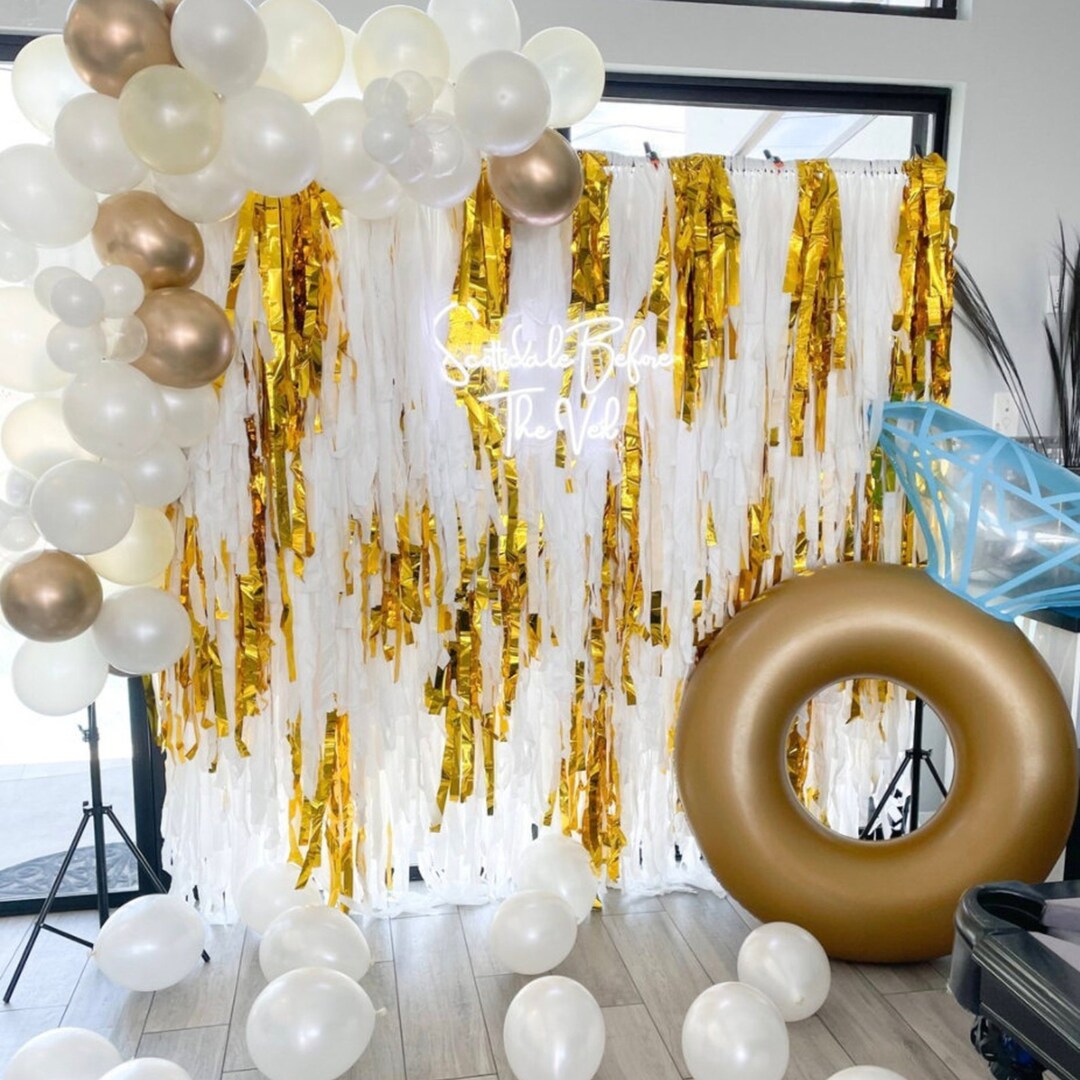 White and Gold Bridal Party Decor Bachelorette Party Etsy