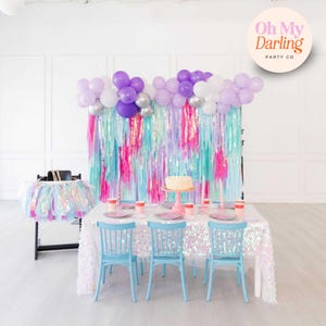 Mermaid Party Decor – Pink and Mint for Kids&#39; Birthday Celebrations, Themed Parties & Custom Event Backdrops , Fringe, Streamers