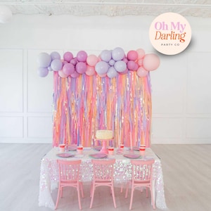 Sunset Plastic Fringe Backdrop: Handmade Party Photo Booth Decor
