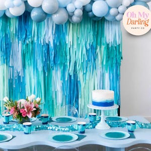 Streamer Wall, Fringe Backdrop – Surf and Ocean Tassels for Summer Birthday Themes, Teen Parties & Beach Event Decor, Fringe Backdrop