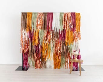 Customizable Plastic Fringe Backdrop: Fall Party Photo Booth Streamer Wall